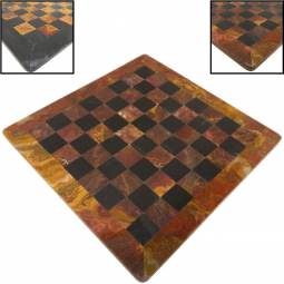 16" Black and Red Marble Chess Board with 1 1/2" Squares
