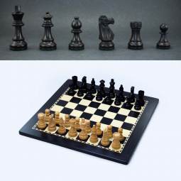 15 1/2" Ebonized Weighted French Staunton Chess Set