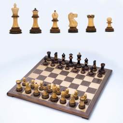 18" Weighted Burnt Wood Chess Set