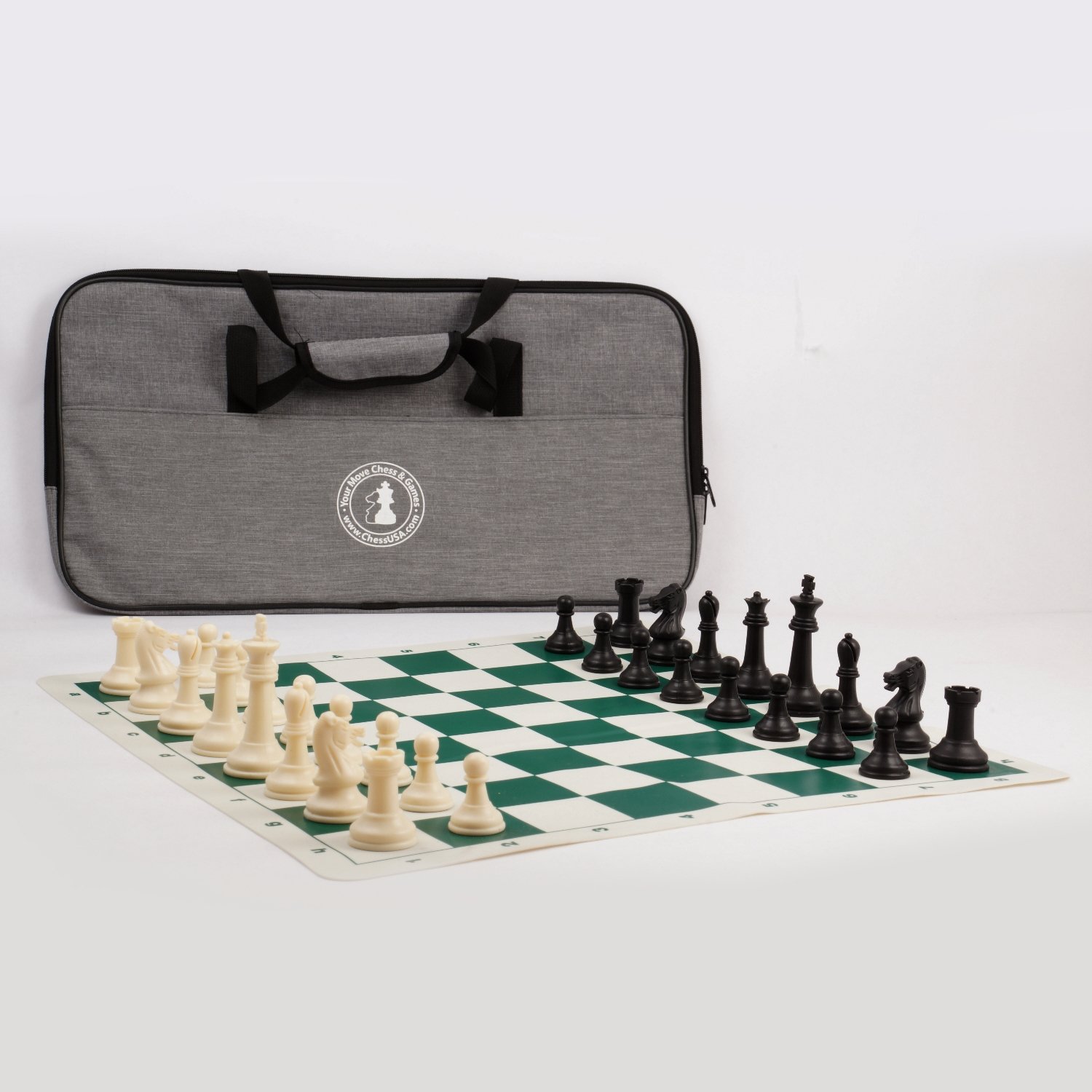 Basic Chess Set Combination with Silicone Chess Board and Single Weighted  Regulation Plastic Chess Pieces